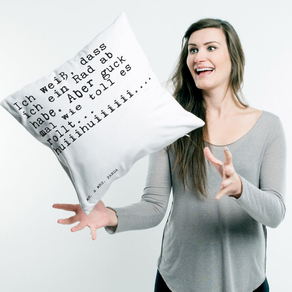 40x40 Kissen Sprüche und Zitate Ich weiß, dass ich ein Rad ab habe. Aber guck mal wie toll es rollt... huiiihuiiiiii.... Kissenhülle, Kopfkissen, Sofakissen, Dekokissen, Motivkissen, Spruch, Sprüche, lustig, Weisheiten, Zitate, Spruch Sprüche Weisheiten Zitate Lustig Weisheit Worte