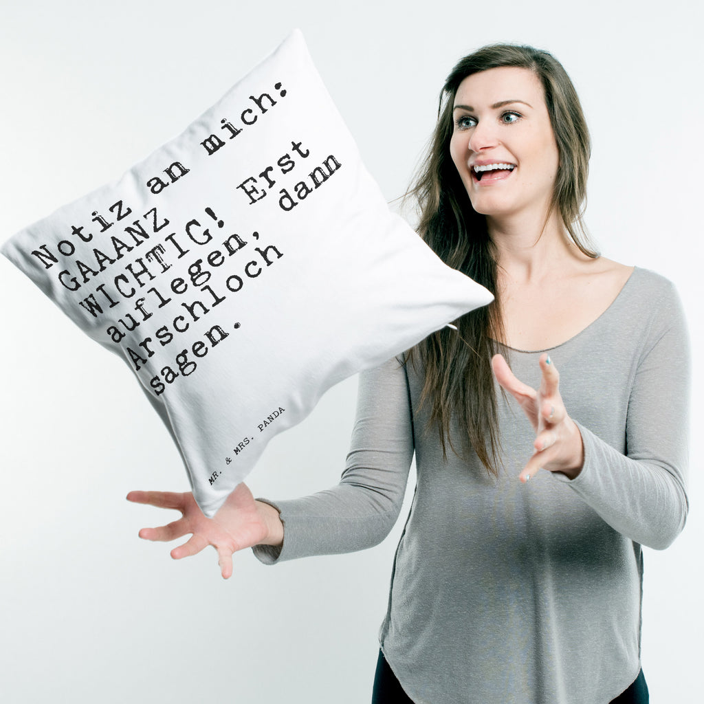 40x40 Kissen Sprüche und Zitate Notiz an mich: GAAANZ WICHTIG! Erst auflegen, dann Arschloch sagen. Kissenhülle, Kopfkissen, Sofakissen, Dekokissen, Motivkissen, Spruch, Sprüche, lustig, Weisheiten, Zitate, Spruch Sprüche Weisheiten Zitate Lustig Weisheit Worte