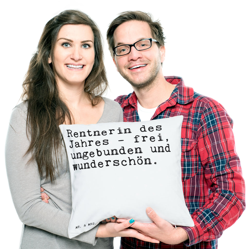 40x40 Kissen Sprüche und Zitate Rentnerin des Jahres - frei, ungebunden und wunderschön. Kissenhülle, Kopfkissen, Sofakissen, Dekokissen, Motivkissen, Spruch, Sprüche, lustig, Weisheiten, Zitate, Spruch Sprüche Weisheiten Zitate Lustig Weisheit Worte