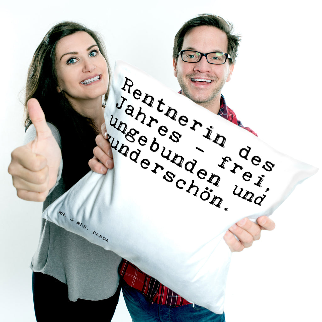 40x40 Kissen Sprüche und Zitate Rentnerin des Jahres - frei, ungebunden und wunderschön. Kissenhülle, Kopfkissen, Sofakissen, Dekokissen, Motivkissen, Spruch, Sprüche, lustig, Weisheiten, Zitate, Spruch Sprüche Weisheiten Zitate Lustig Weisheit Worte