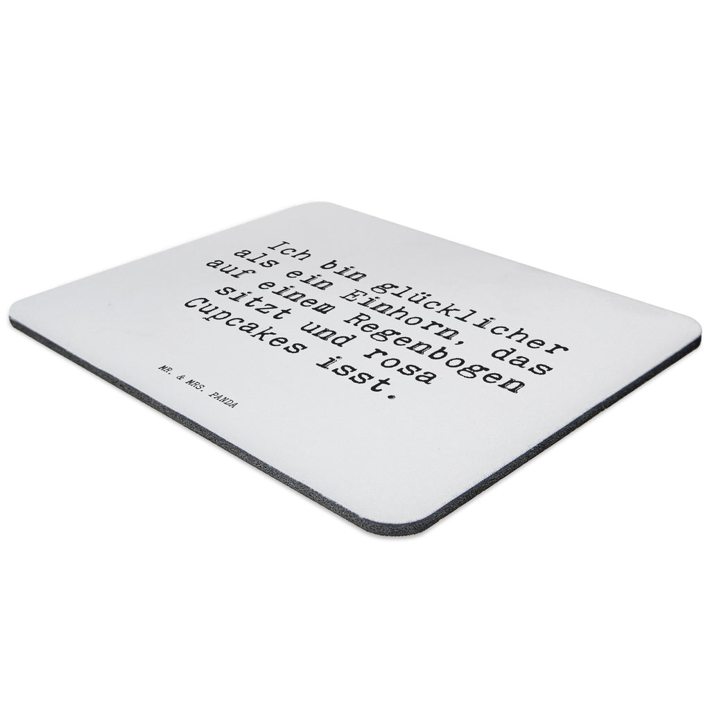 Mauspad Sprüche und Zitate Ich bin glücklicher als ein Einhorn, das auf einem Regenbogen sitzt und rosa Cupcakes isst. Mousepad, Computer zubehör, Büroausstattung, PC Zubehör, Arbeitszimmer, Mauspad, Einzigartiges Mauspad, Designer Mauspad, Spruch, Sprüche, lustig, Weisheiten, Zitate, Spruch Sprüche Weisheiten Zitate Lustig Weisheit Worte