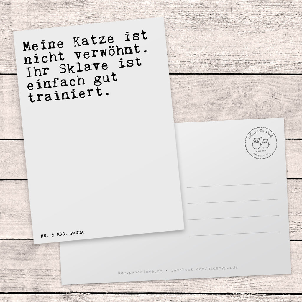 Postkarte Sprüche und Zitate Meine Katze ist nicht verwöhnt. Ihr Sklave ist einfach gut trainiert. Geschenkkarte, Grußkarte, Karte, Einladung, Ansichtskarte, Geburtstagskarte, Einladungskarte, Spruch, Sprüche, lustig, Weisheiten, Zitate, Spruch Sprüche Weisheiten Zitate Lustig Weisheit Worte