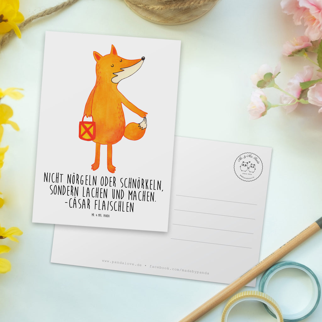 Postkarte Fuchs Laterne Geschenkkarte, Grußkarte, Karte, Einladung, Ansichtskarte, Geburtstagskarte, Einladungskarte, Fuchs, Füchse, Spruch trösten, Liebeskummer Spruch, Laterne, Sankt Martin, Laternenumzug, Aufmuntern, Cäsar Otto Hugo Flaischlen