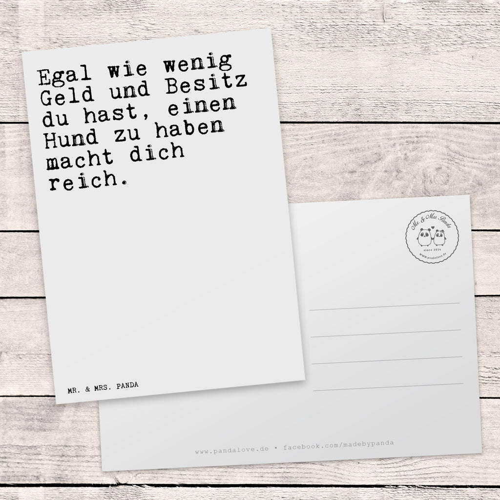 Postkarte Sprüche und Zitate Egal wie wenig Geld und Besitz du hast, einen Hund zu haben macht dich reich. Geschenkkarte, Grußkarte, Karte, Einladung, Ansichtskarte, Geburtstagskarte, Einladungskarte, Dankeskarte, Spruch, Sprüche, lustig, Weisheiten, Zitate, Spruch Sprüche Weisheiten Zitate Lustig Weisheit Worte