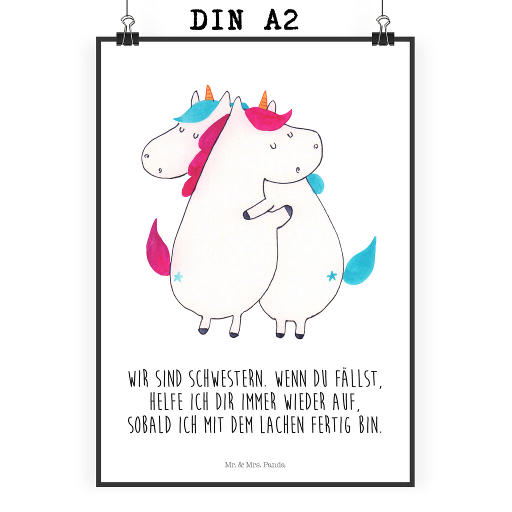 Poster Einhörner Umarmen Poster, Wandposter, Bild, Wanddeko, Küchenposter, Kinderposter, Wanddeko Bild, Raumdekoration, Wanddekoration, Handgemaltes Poster, Mr. & Mrs. Panda Poster, Designposter, Kunstdruck, Posterdruck, Einhorn, Einhörner, Einhorn Deko, Pegasus, Unicorn, Freundinnen, Freundin, BFF, Schwester, Schwestern, Familie, Geschwister, Sister, Liebe