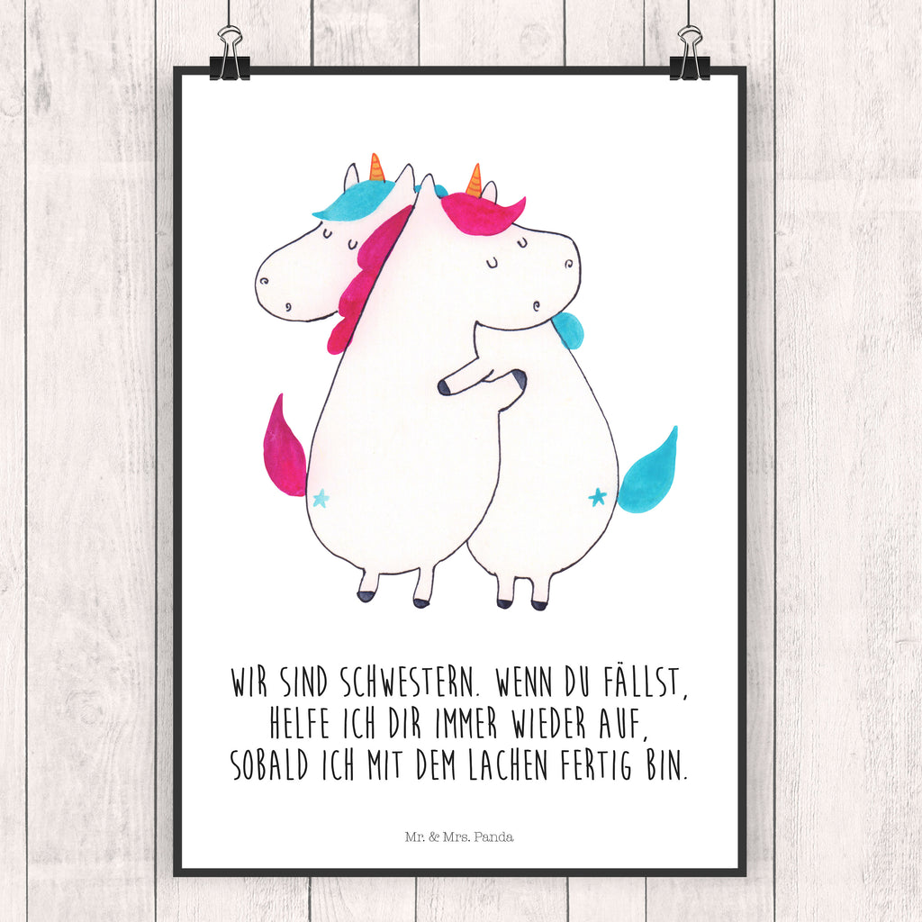 Poster Einhörner Umarmen Poster, Wandposter, Bild, Wanddeko, Küchenposter, Kinderposter, Wanddeko Bild, Raumdekoration, Wanddekoration, Handgemaltes Poster, Mr. & Mrs. Panda Poster, Designposter, Kunstdruck, Posterdruck, Einhorn, Einhörner, Einhorn Deko, Pegasus, Unicorn, Freundinnen, Freundin, BFF, Schwester, Schwestern, Familie, Geschwister, Sister, Liebe