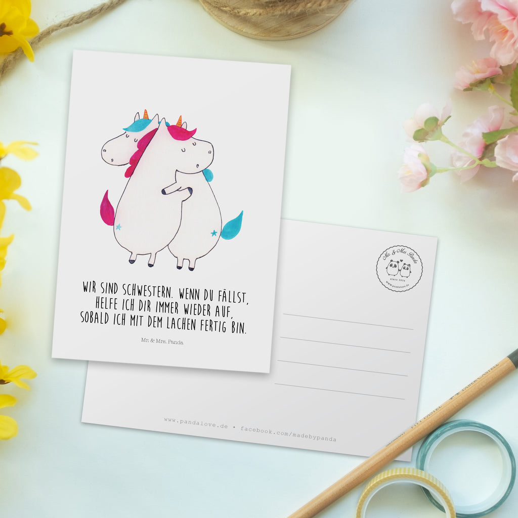 Postkarte Einhörner Umarmen Geschenkkarte, Grußkarte, Karte, Einladung, Ansichtskarte, Geburtstagskarte, Einladungskarte, Einhorn, Einhörner, Einhorn Deko, Pegasus, Unicorn, Freundinnen, Freundin, BFF, Schwester, Schwestern, Familie, Geschwister, Sister, Liebe