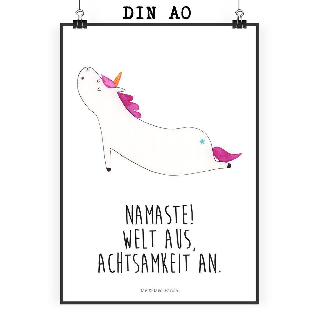 Poster Einhorn Yoga Poster, Wandposter, Bild, Wanddeko, Küchenposter, Kinderposter, Wanddeko Bild, Raumdekoration, Wanddekoration, Handgemaltes Poster, Mr. & Mrs. Panda Poster, Designposter, Kunstdruck, Posterdruck, Einhorn, Einhörner, Einhorn Deko, Pegasus, Unicorn, Yoga, Namaste, Achtsamkeit, Entspannung, Joga, Yogamatte, Sport, lustig, witzig, süß