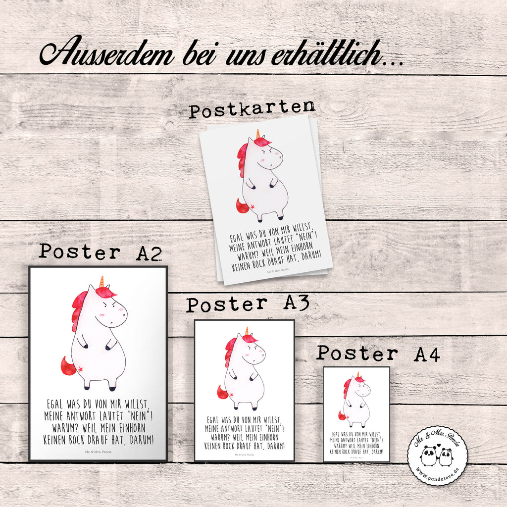 Poster Einhorn wütend Poster, Wandposter, Bild, Wanddeko, Küchenposter, Kinderposter, Wanddeko Bild, Raumdekoration, Wanddekoration, Handgemaltes Poster, Mr. & Mrs. Panda Poster, Designposter, Kunstdruck, Posterdruck, Einhorn, Einhörner, Einhorn Deko, Pegasus, Unicorn, Realität, Ansage, lustlos, nein, Büro, Arbeit, wütend, dumme Fragen, lustig, Spaß, Geschenk