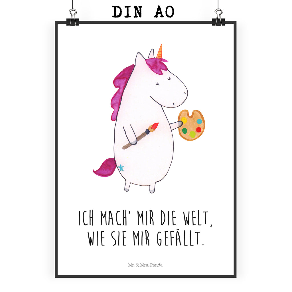 Poster Einhorn Künstler Poster, Wandposter, Bild, Wanddeko, Küchenposter, Kinderposter, Wanddeko Bild, Raumdekoration, Wanddekoration, Handgemaltes Poster, Mr. & Mrs. Panda Poster, Designposter, Kunstdruck, Posterdruck, Einhorn, Einhörner, Einhorn Deko, Pegasus, Unicorn, Englisch, Künstler, Artist, Malen, Zeichnen, Welt, Farbe, Stift, Pinsel, Geschenk, Maler