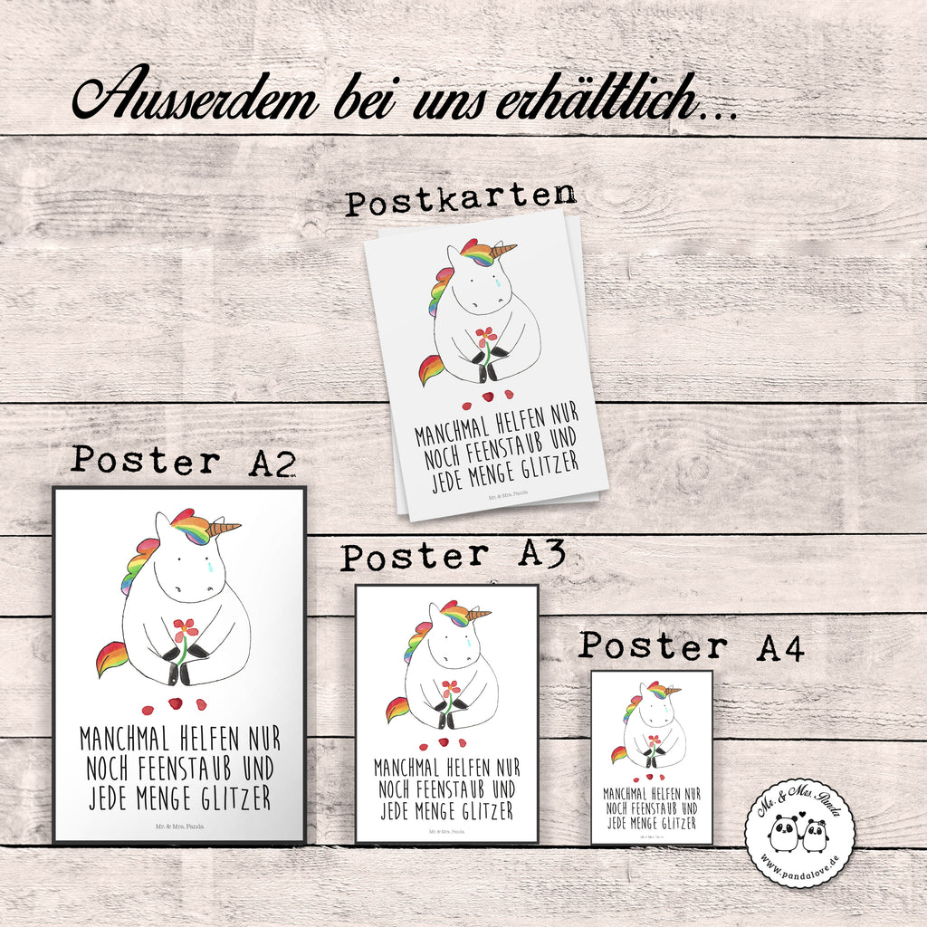 Poster Einhorn Traurig Poster, Wandposter, Bild, Wanddeko, Küchenposter, Kinderposter, Wanddeko Bild, Raumdekoration, Wanddekoration, Handgemaltes Poster, Mr. & Mrs. Panda Poster, Designposter, Kunstdruck, Posterdruck, Einhorn, Einhörner, Einhorn Deko, Pegasus, Unicorn, Glitzer, Trösten. Freundschaft, Freunde, Liebe, Trauer, Grußkarte, Blume