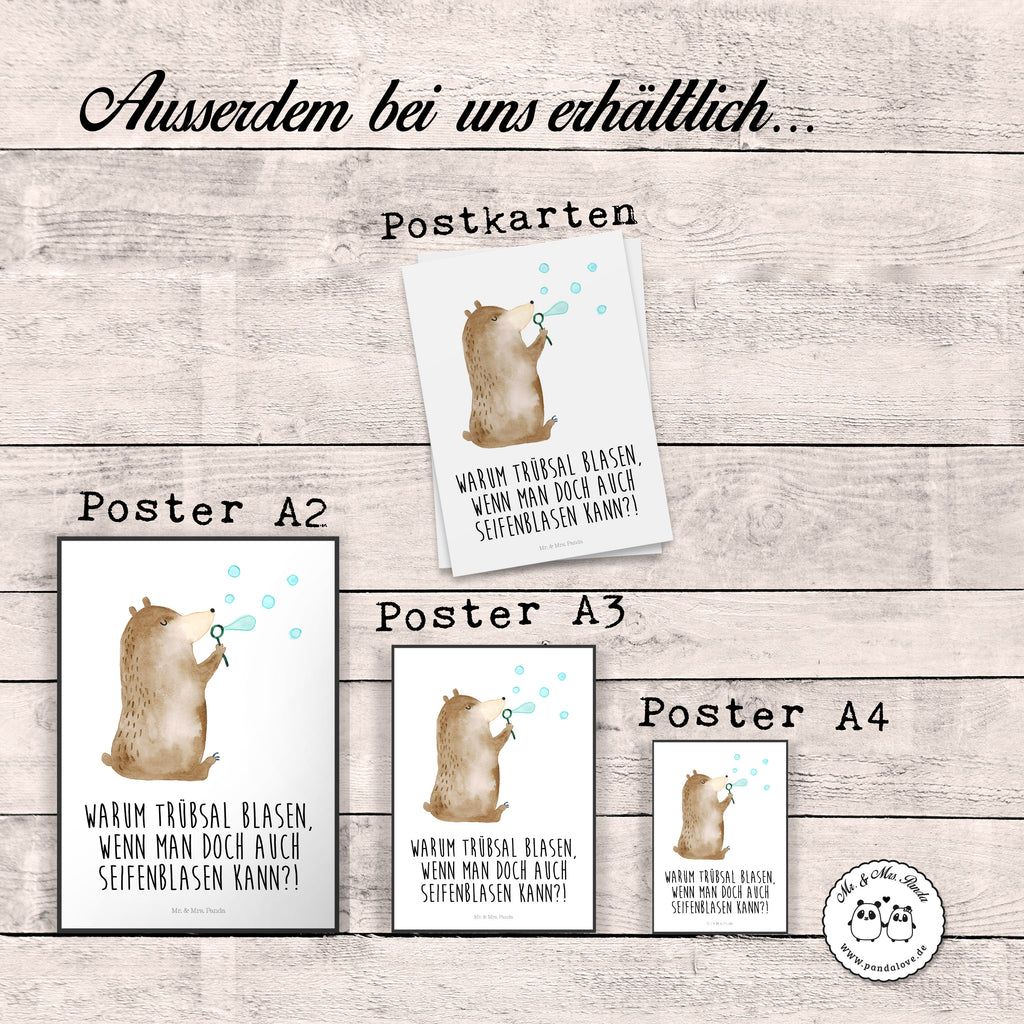 Poster Bär Seifenblasen Poster, Wandposter, Bild, Wanddeko, Küchenposter, Kinderposter, Wanddeko Bild, Raumdekoration, Wanddekoration, Handgemaltes Poster, Mr. & Mrs. Panda Poster, Designposter, Kunstdruck, Posterdruck, Bär, Teddy, Teddybär, Seifenblasen Bär Lustig Sein Glücklich Traurig Happy