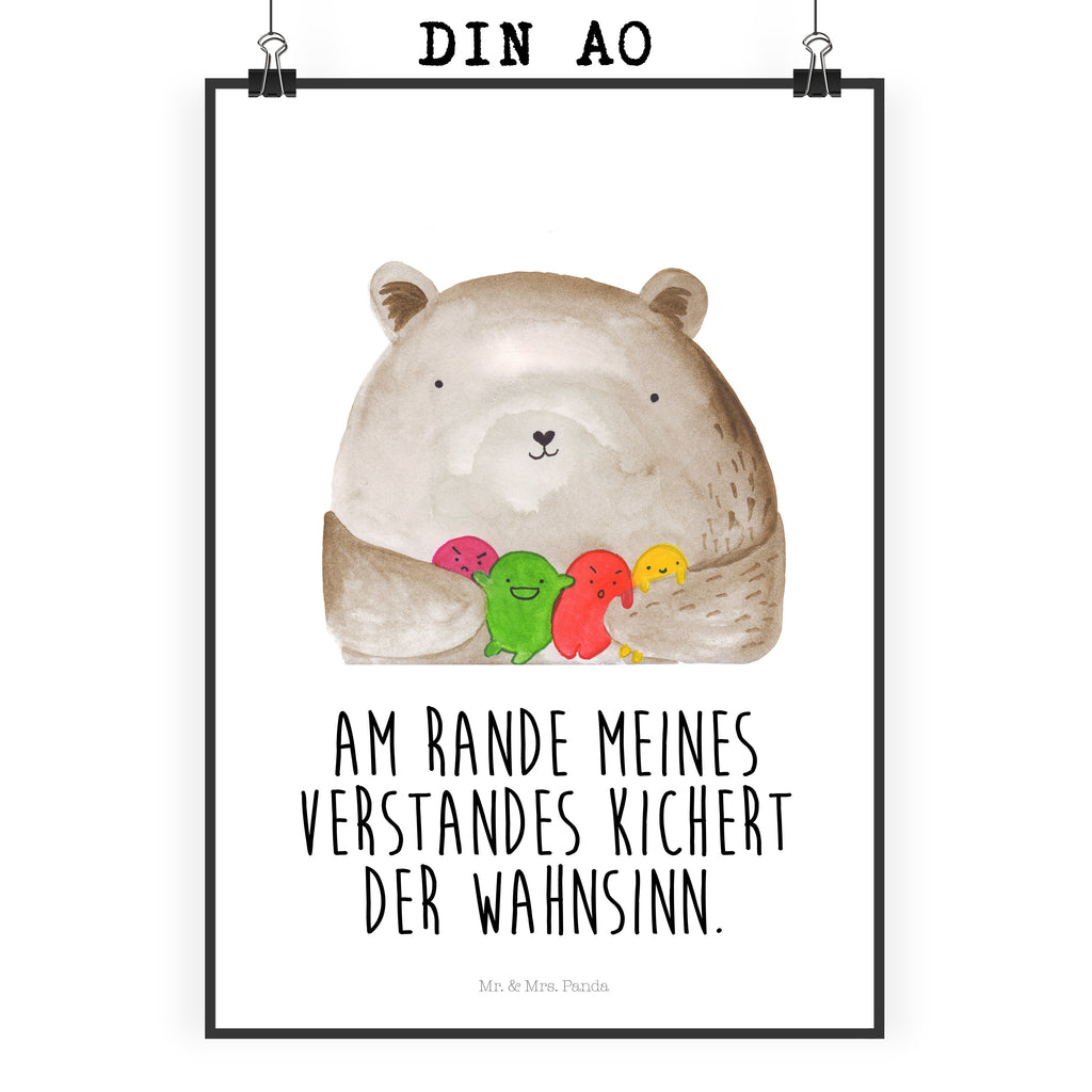 Poster Bär Gefühl Poster, Wandposter, Bild, Wanddeko, Küchenposter, Kinderposter, Wanddeko Bild, Raumdekoration, Wanddekoration, Handgemaltes Poster, Mr. & Mrs. Panda Poster, Designposter, Kunstdruck, Posterdruck, Bär, Teddy, Teddybär, Wahnsinn, Verrückt, Durchgedreht