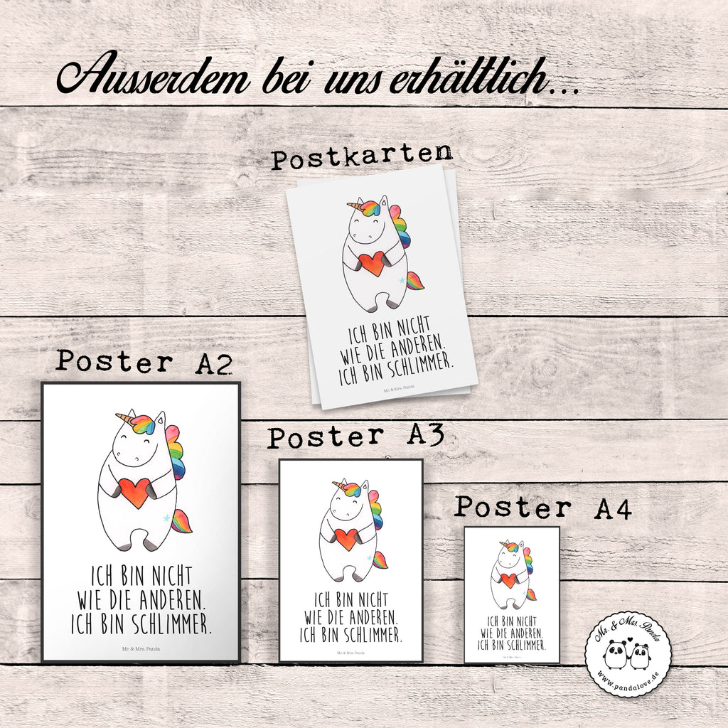 Poster Einhorn Herz Poster, Wandposter, Bild, Wanddeko, Küchenposter, Kinderposter, Wanddeko Bild, Raumdekoration, Wanddekoration, Handgemaltes Poster, Mr. & Mrs. Panda Poster, Designposter, Kunstdruck, Posterdruck, Einhorn, Einhörner, Einhorn Deko, Pegasus, Unicorn, Herz, schlimm, böse, witzig, lustig, Freundin, anders, bunt