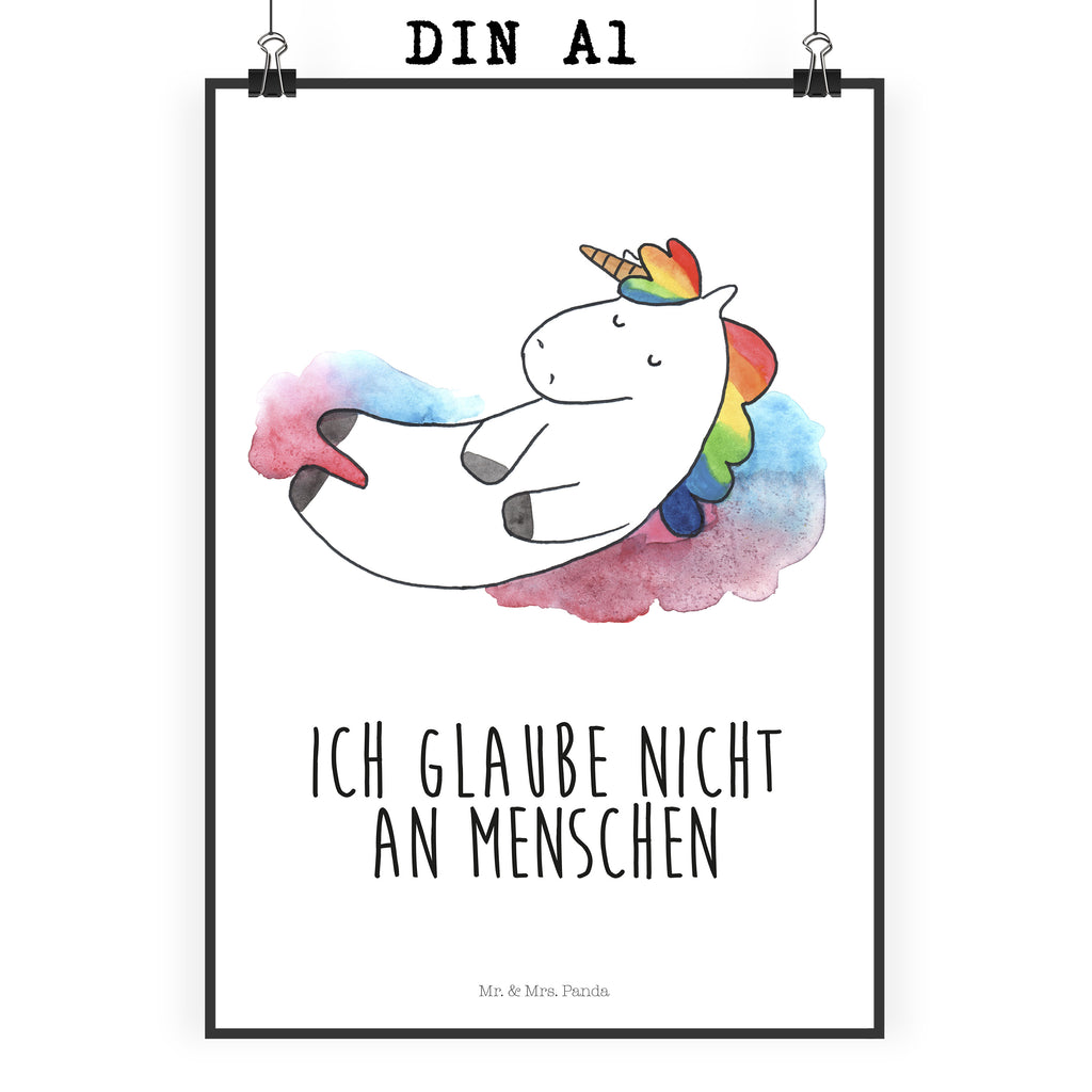 Poster Einhorn Wolke 7 Poster, Wandposter, Bild, Wanddeko, Küchenposter, Kinderposter, Wanddeko Bild, Raumdekoration, Wanddekoration, Handgemaltes Poster, Mr. & Mrs. Panda Poster, Designposter, Kunstdruck, Posterdruck, Einhorn, Einhörner, Einhorn Deko, Pegasus, Unicorn, verliebt, Menschen, witzig, lustig, Geschenk, Glaube, Realität, Lächeln