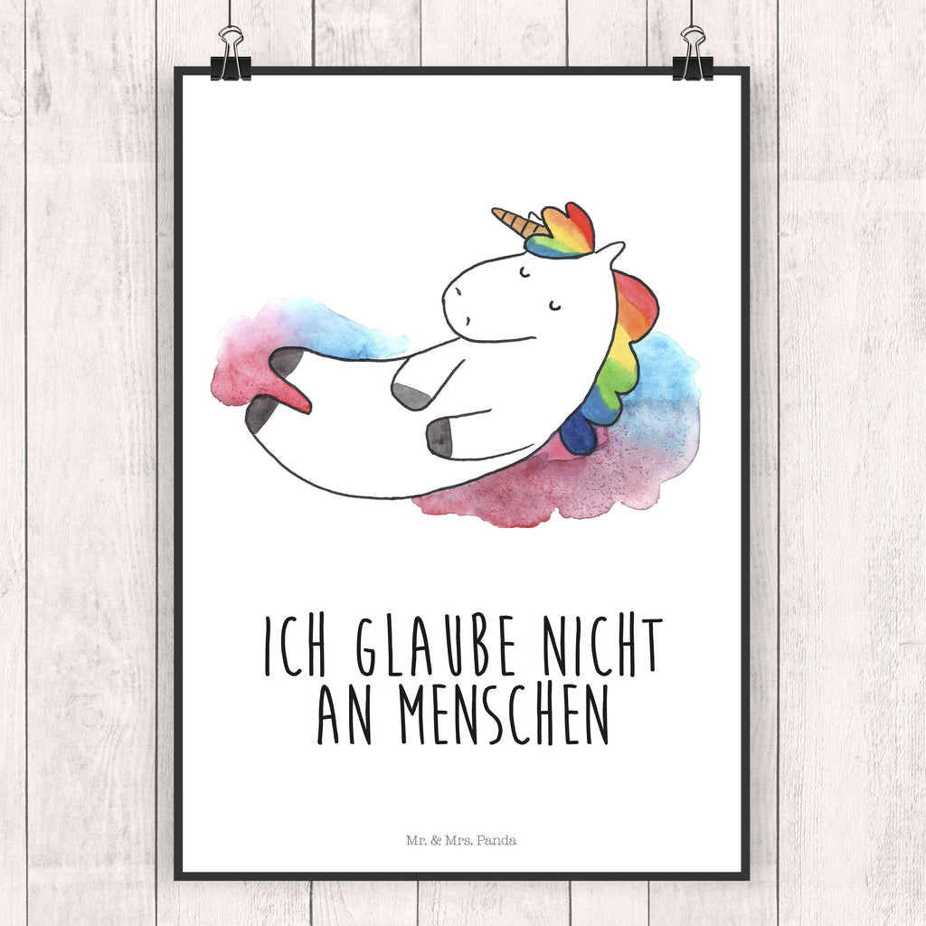 Poster Einhorn Wolke 7 Poster, Wandposter, Bild, Wanddeko, Küchenposter, Kinderposter, Wanddeko Bild, Raumdekoration, Wanddekoration, Handgemaltes Poster, Mr. & Mrs. Panda Poster, Designposter, Kunstdruck, Posterdruck, Einhorn, Einhörner, Einhorn Deko, Pegasus, Unicorn, verliebt, Menschen, witzig, lustig, Geschenk, Glaube, Realität, Lächeln