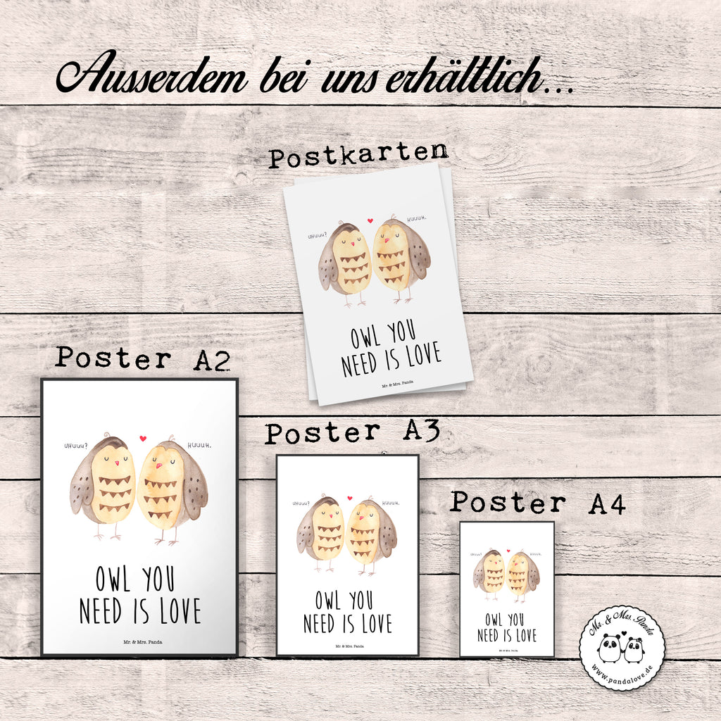 Poster Eule Liebe Poster, Wandposter, Bild, Wanddeko, Küchenposter, Kinderposter, Wanddeko Bild, Raumdekoration, Wanddekoration, Handgemaltes Poster, Mr. & Mrs. Panda Poster, Designposter, Kunstdruck, Posterdruck, Eule, Eule Deko, Liebe, Hochzeit Spruch, Owl, All you need is love, Liebe Spruch, Freundin Geschenk, Freund, Wortspiel lustig