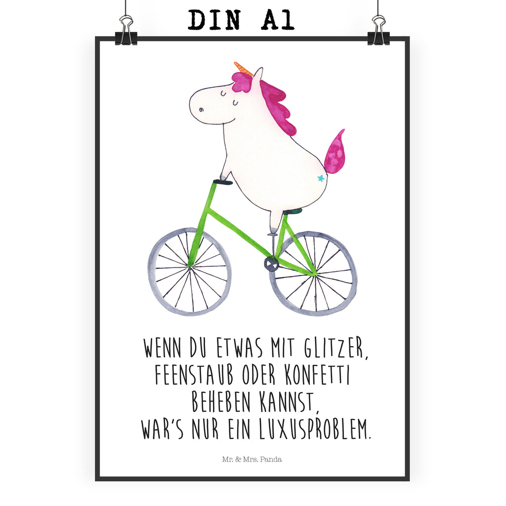 Poster Einhorn Radfahrer Poster, Wandposter, Bild, Wanddeko, Küchenposter, Kinderposter, Wanddeko Bild, Raumdekoration, Wanddekoration, Handgemaltes Poster, Mr. & Mrs. Panda Poster, Designposter, Kunstdruck, Posterdruck, Einhorn, Einhörner, Einhorn Deko, Pegasus, Unicorn, Radfahren, Radfahrer, Rad, Bike, Feenstaub, Konfetti, Luxusproblem, Kummer, Liebeskummer