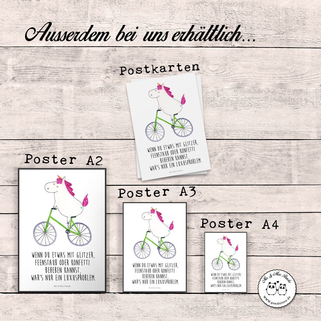 Poster Einhorn Radfahrer Poster, Wandposter, Bild, Wanddeko, Küchenposter, Kinderposter, Wanddeko Bild, Raumdekoration, Wanddekoration, Handgemaltes Poster, Mr. & Mrs. Panda Poster, Designposter, Kunstdruck, Posterdruck, Einhorn, Einhörner, Einhorn Deko, Pegasus, Unicorn, Radfahren, Radfahrer, Rad, Bike, Feenstaub, Konfetti, Luxusproblem, Kummer, Liebeskummer