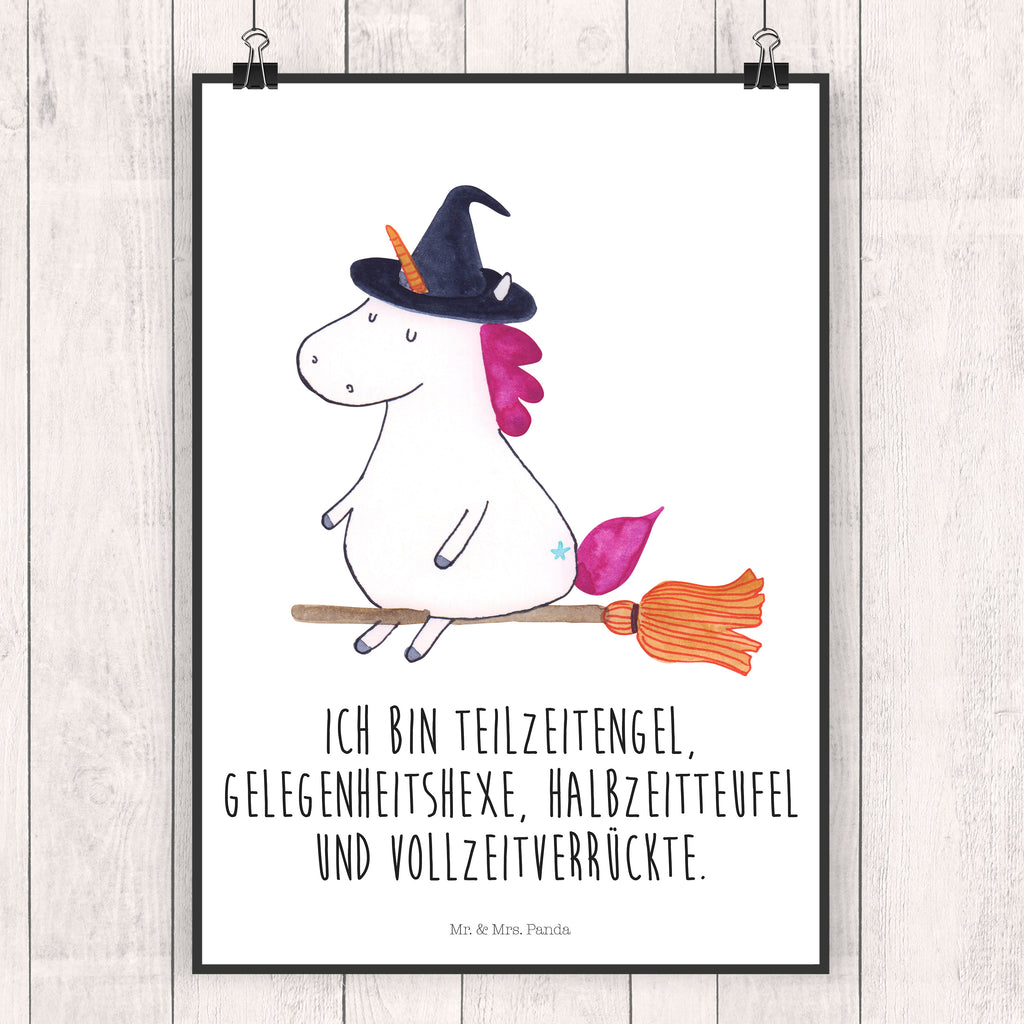 Poster Einhorn Hexe Poster, Wandposter, Bild, Wanddeko, Küchenposter, Kinderposter, Wanddeko Bild, Raumdekoration, Wanddekoration, Handgemaltes Poster, Mr. & Mrs. Panda Poster, Designposter, Kunstdruck, Posterdruck, Einhorn, Einhörner, Einhorn Deko, Pegasus, Unicorn, Frau, Ehefrau, Hexe, Teufel, Engel, Verrückte, Freundin, Leben, Zicke