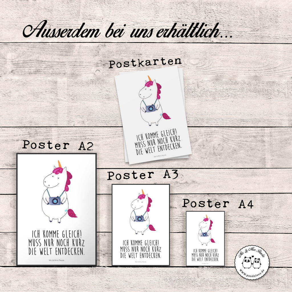 Poster Einhorn Fotograf Poster, Wandposter, Bild, Wanddeko, Küchenposter, Kinderposter, Wanddeko Bild, Raumdekoration, Wanddekoration, Handgemaltes Poster, Mr. & Mrs. Panda Poster, Designposter, Kunstdruck, Posterdruck, Einhorn, Einhörner, Einhorn Deko, Pegasus, Unicorn, Fotograf, Fotografie, Kamera, Reisen, Weltreise, Weltenbummler, Urlaub, Tourist, Kurztrip, Reise, Städtereise