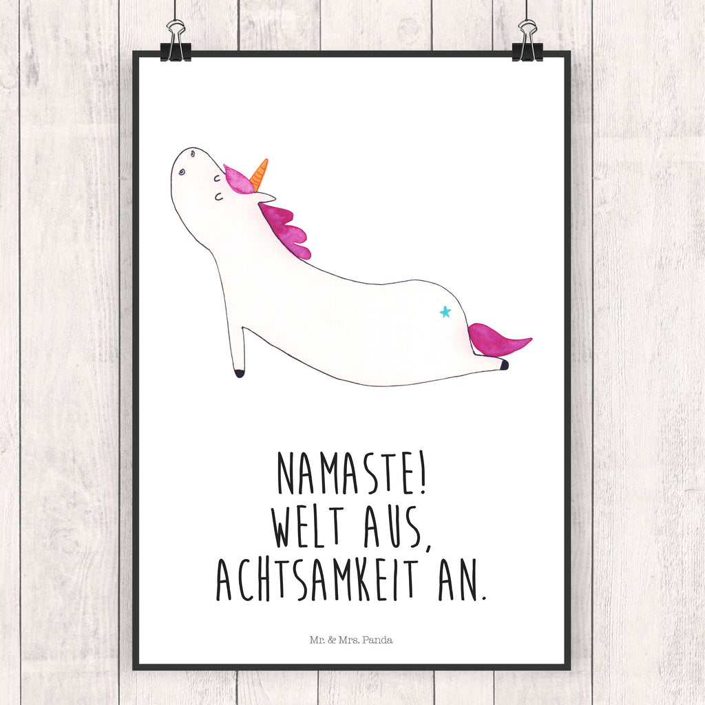 Poster Einhorn Yoga Poster, Wandposter, Bild, Wanddeko, Küchenposter, Kinderposter, Wanddeko Bild, Raumdekoration, Wanddekoration, Handgemaltes Poster, Mr. & Mrs. Panda Poster, Designposter, Kunstdruck, Posterdruck, Einhorn, Einhörner, Einhorn Deko, Pegasus, Unicorn, Yoga, Namaste, Achtsamkeit, Entspannung, Joga, Yogamatte, Sport, lustig, witzig, süß