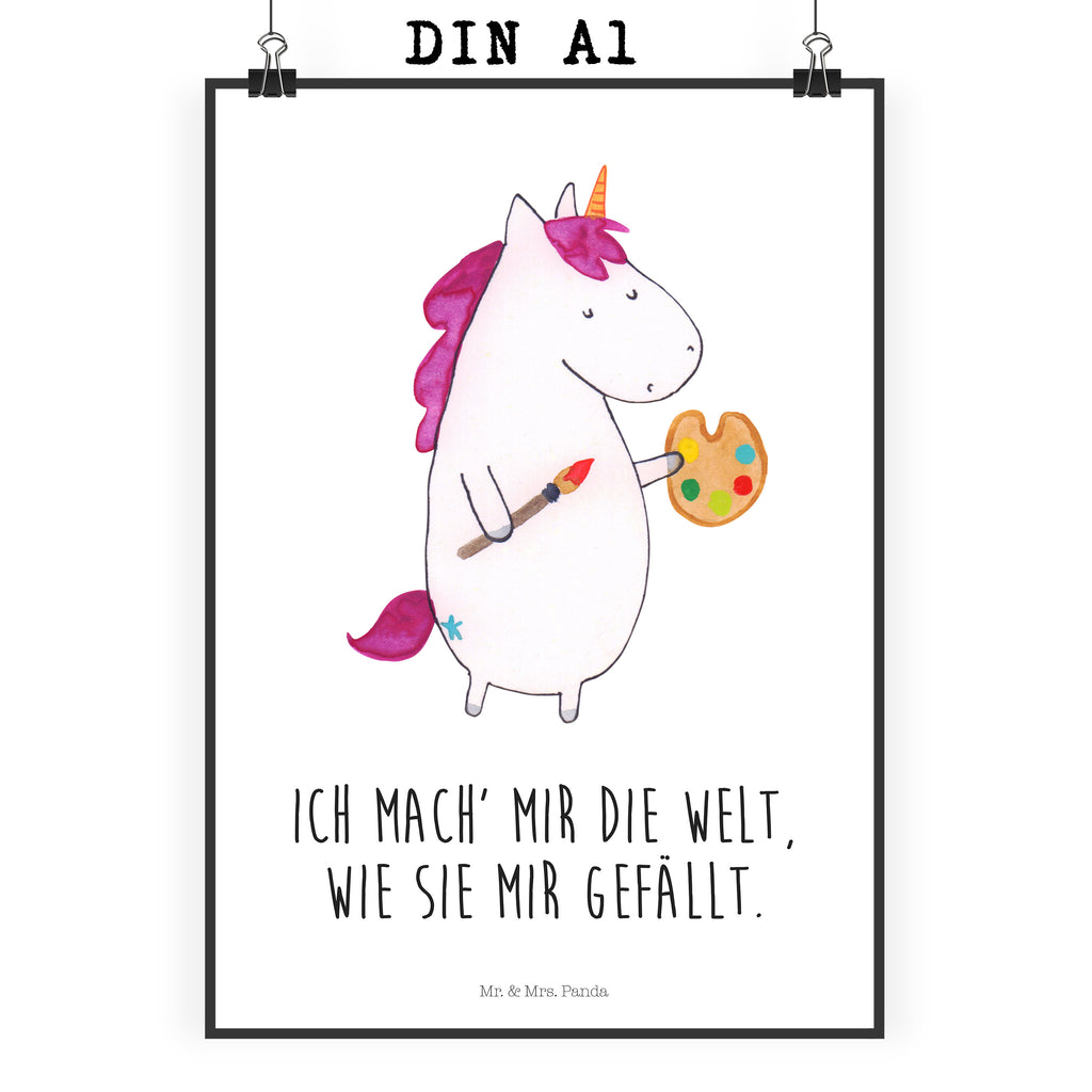 Poster Einhorn Künstler Poster, Wandposter, Bild, Wanddeko, Küchenposter, Kinderposter, Wanddeko Bild, Raumdekoration, Wanddekoration, Handgemaltes Poster, Mr. & Mrs. Panda Poster, Designposter, Kunstdruck, Posterdruck, Einhorn, Einhörner, Einhorn Deko, Pegasus, Unicorn, Englisch, Künstler, Artist, Malen, Zeichnen, Welt, Farbe, Stift, Pinsel, Geschenk, Maler