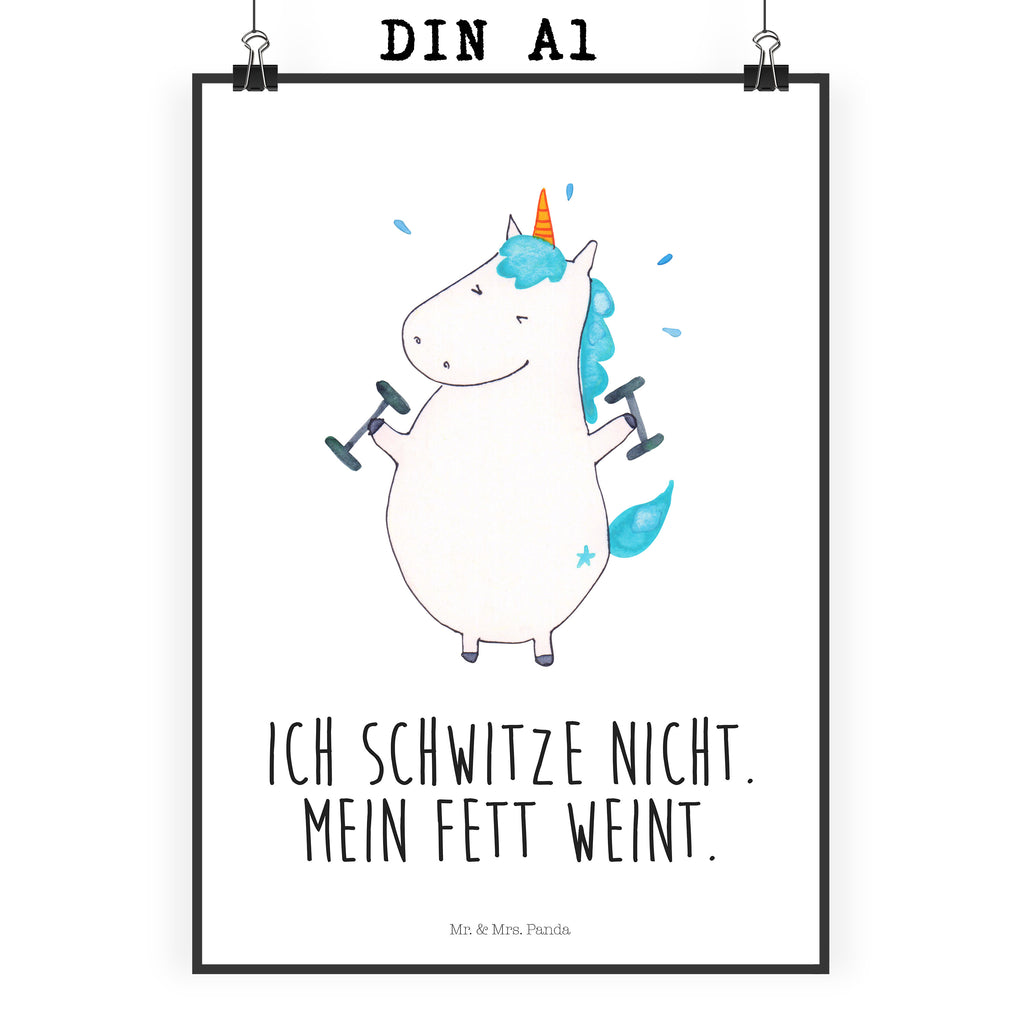 Poster Einhorn Fitness Poster, Wandposter, Bild, Wanddeko, Küchenposter, Kinderposter, Wanddeko Bild, Raumdekoration, Wanddekoration, Handgemaltes Poster, Mr. & Mrs. Panda Poster, Designposter, Kunstdruck, Posterdruck, Einhorn, Einhörner, Einhorn Deko, Pegasus, Unicorn, Gym, Fitness, Fitnessstudio, Diät, Abnehmen, Sport, Pumpen, Geräte, Sixpack