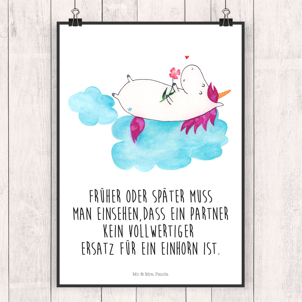 Poster Einhorn verliebt auf Wolke Poster, Wandposter, Bild, Wanddeko, Küchenposter, Kinderposter, Wanddeko Bild, Raumdekoration, Wanddekoration, Handgemaltes Poster, Mr. & Mrs. Panda Poster, Designposter, Kunstdruck, Posterdruck, Einhorn, Einhörner, Einhorn Deko, Pegasus, Unicorn, verliebt, Liebe, Liebesbeweis, Freundin, Wolke
