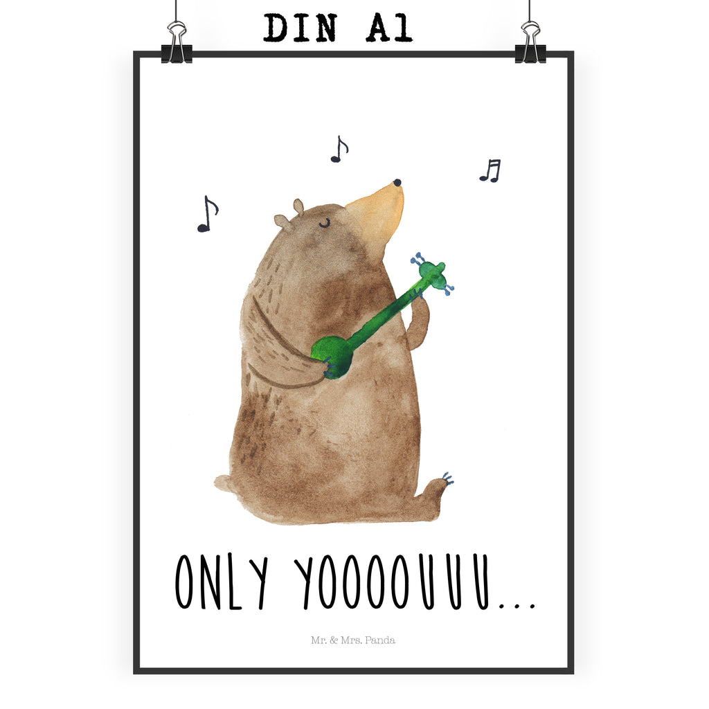 Poster Bär Gitarre Poster, Wandposter, Bild, Wanddeko, Küchenposter, Kinderposter, Wanddeko Bild, Raumdekoration, Wanddekoration, Handgemaltes Poster, Mr. & Mrs. Panda Poster, Designposter, Kunstdruck, Posterdruck, Bär, Teddy, Teddybär