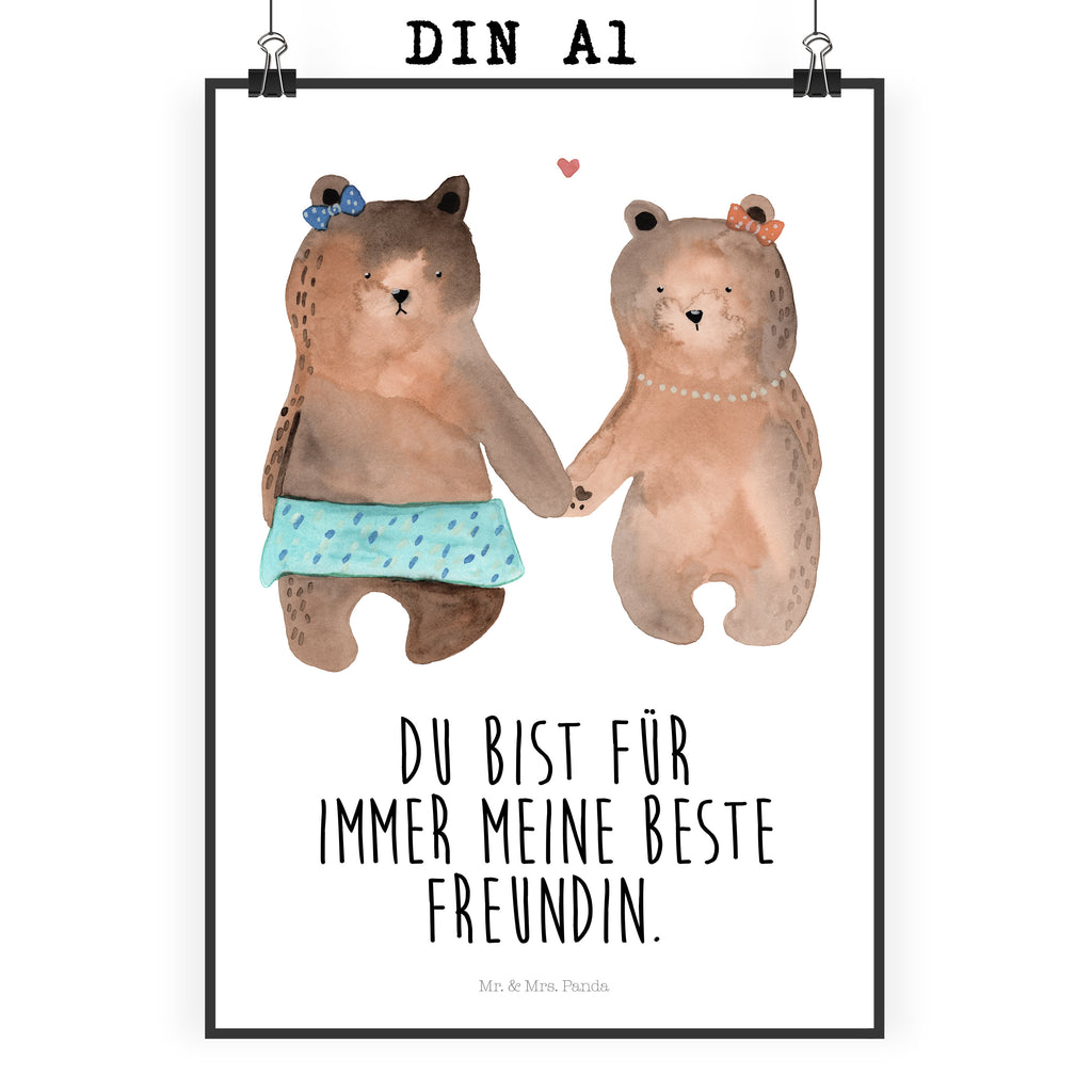 Poster Bär Freundin Poster, Wandposter, Bild, Wanddeko, Küchenposter, Kinderposter, Wanddeko Bild, Raumdekoration, Wanddekoration, Handgemaltes Poster, Mr. & Mrs. Panda Poster, Designposter, Kunstdruck, Posterdruck, Bär, Teddy, Teddybär, Bär Freundin Beste Freund Liebe Liebesbeweis Verliebt Kumpel Kumpeliene