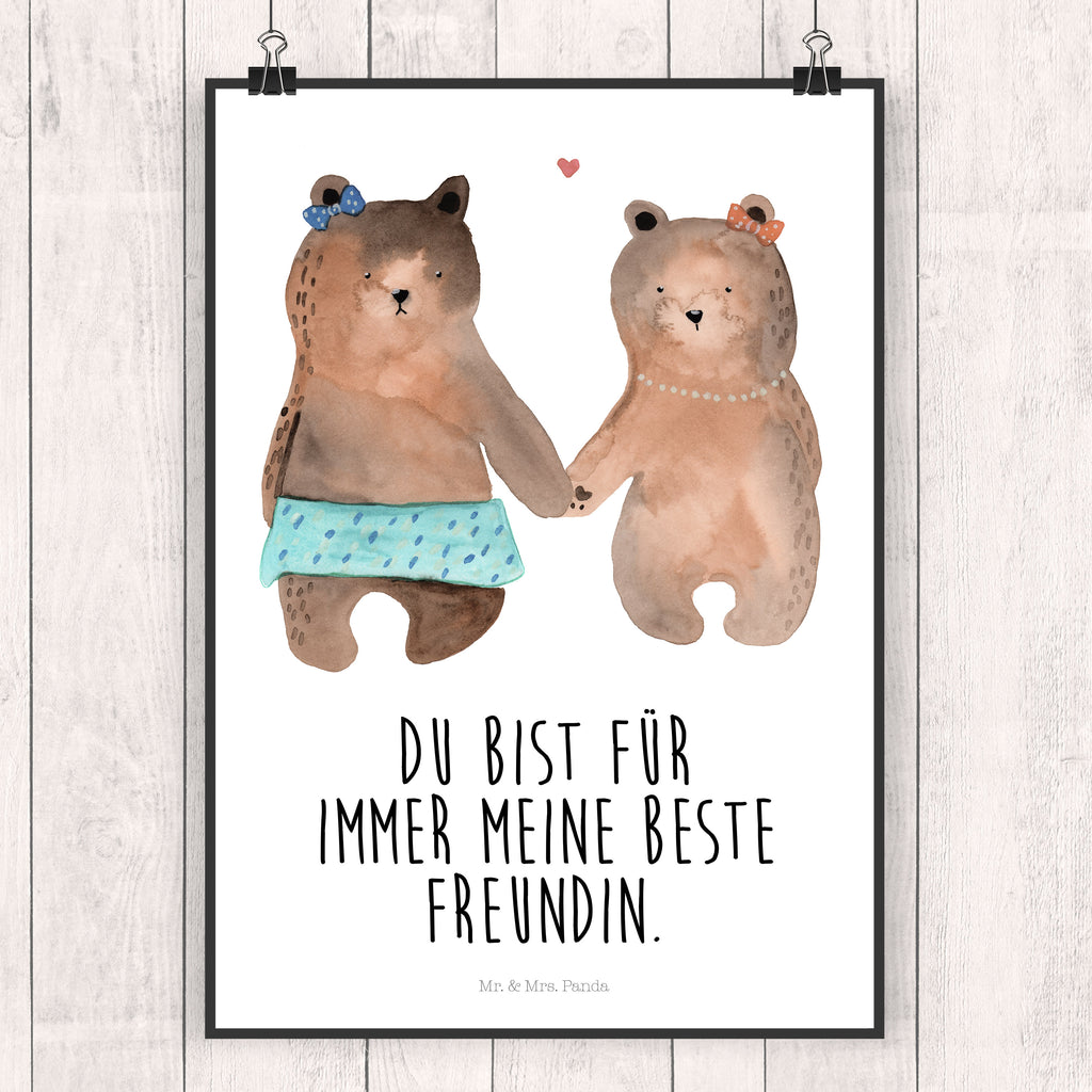 Poster Bär Freundin Poster, Wandposter, Bild, Wanddeko, Küchenposter, Kinderposter, Wanddeko Bild, Raumdekoration, Wanddekoration, Handgemaltes Poster, Mr. & Mrs. Panda Poster, Designposter, Kunstdruck, Posterdruck, Bär, Teddy, Teddybär, Bär Freundin Beste Freund Liebe Liebesbeweis Verliebt Kumpel Kumpeliene