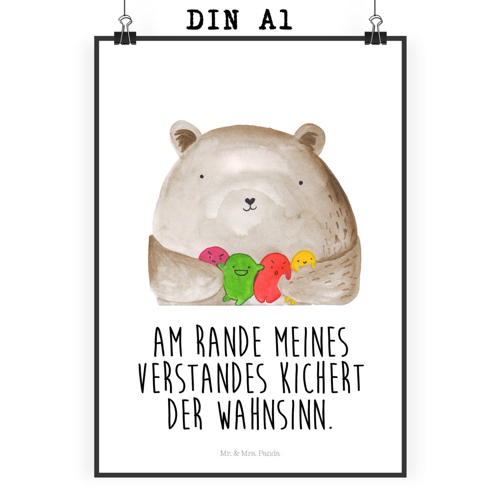 Poster Bär Gefühl Poster, Wandposter, Bild, Wanddeko, Küchenposter, Kinderposter, Wanddeko Bild, Raumdekoration, Wanddekoration, Handgemaltes Poster, Mr. & Mrs. Panda Poster, Designposter, Kunstdruck, Posterdruck, Bär, Teddy, Teddybär, Wahnsinn, Verrückt, Durchgedreht