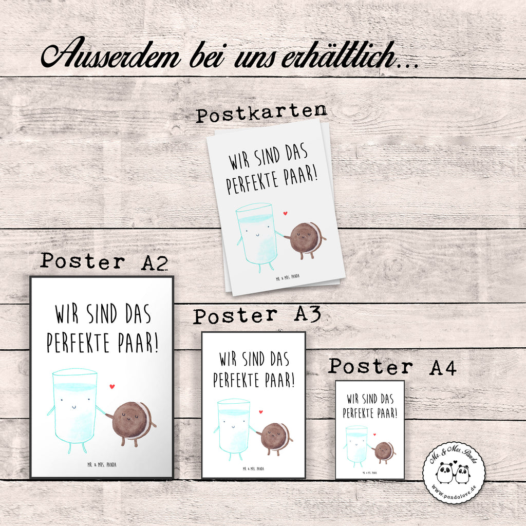 Poster Milch & Keks Poster, Wandposter, Bild, Wanddeko, Küchenposter, Kinderposter, Wanddeko Bild, Raumdekoration, Wanddekoration, Handgemaltes Poster, Mr. & Mrs. Panda Poster, Designposter, Kunstdruck, Posterdruck, Tiermotive, Gute Laune, lustige Sprüche, Tiere, Milk, Cookie, Milch, Keks, Kekse, Kaffee, Einladung Frühstück, Motiv süß, romantisch, perfektes Paar