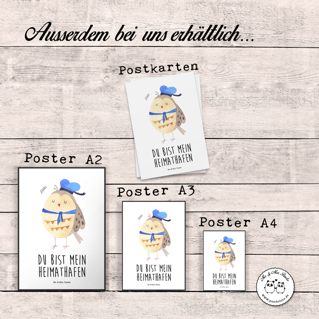Poster Eule Matrosen Poster, Wandposter, Bild, Wanddeko, Küchenposter, Kinderposter, Wanddeko Bild, Raumdekoration, Wanddekoration, Handgemaltes Poster, Mr. & Mrs. Panda Poster, Designposter, Kunstdruck, Posterdruck, Eule, Eule Spruch, Eule Deko, Owl, Wortspiel lustig, Matrose, Freundin, Ehe, Seefahrer, Heimathafen, Hochzeitstag Geschenk