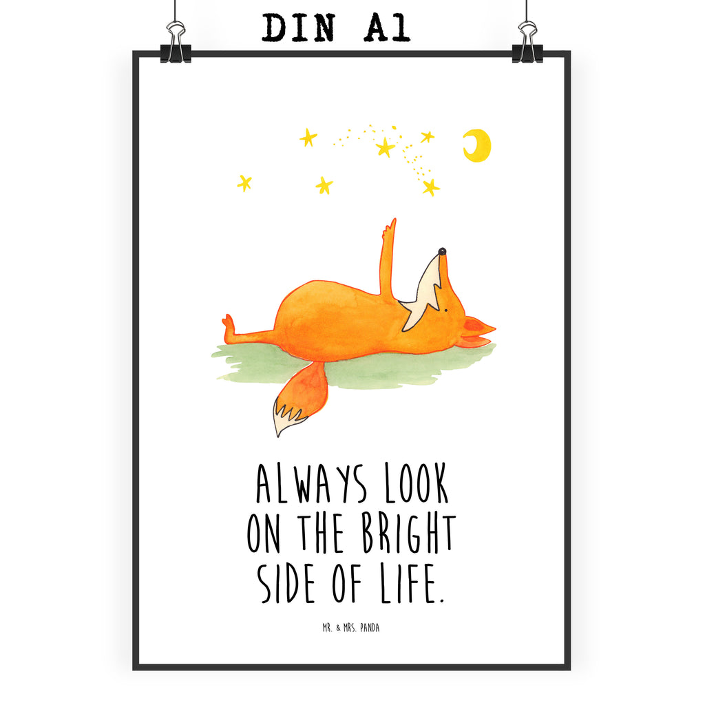 Poster Fuchs Sterne Poster, Wandposter, Bild, Wanddeko, Küchenposter, Kinderposter, Wanddeko Bild, Raumdekoration, Wanddekoration, Handgemaltes Poster, Mr. & Mrs. Panda Poster, Designposter, Kunstdruck, Posterdruck, Fuchs, Füchse, tröstende Worte, Spruch positiv, Spruch schön, Romantik, Always Look on the Bright Side of Life
