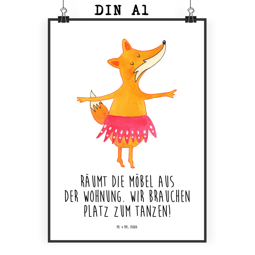 Poster Fuchs Ballerina Poster, Wandposter, Bild, Wanddeko, Küchenposter, Kinderposter, Wanddeko Bild, Raumdekoration, Wanddekoration, Handgemaltes Poster, Mr. & Mrs. Panda Poster, Designposter, Kunstdruck, Posterdruck, Fuchs, Fuchs Spruch, Füchse, Füchsin, Ballerina, Ballett, Tänzerin, Tanzen, Party, Einladung, Geburtstag
