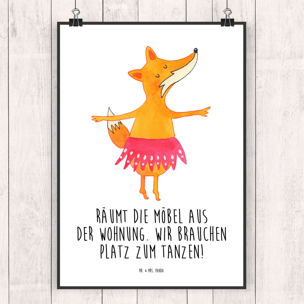 Poster Fuchs Ballerina Poster, Wandposter, Bild, Wanddeko, Küchenposter, Kinderposter, Wanddeko Bild, Raumdekoration, Wanddekoration, Handgemaltes Poster, Mr. & Mrs. Panda Poster, Designposter, Kunstdruck, Posterdruck, Fuchs, Fuchs Spruch, Füchse, Füchsin, Ballerina, Ballett, Tänzerin, Tanzen, Party, Einladung, Geburtstag