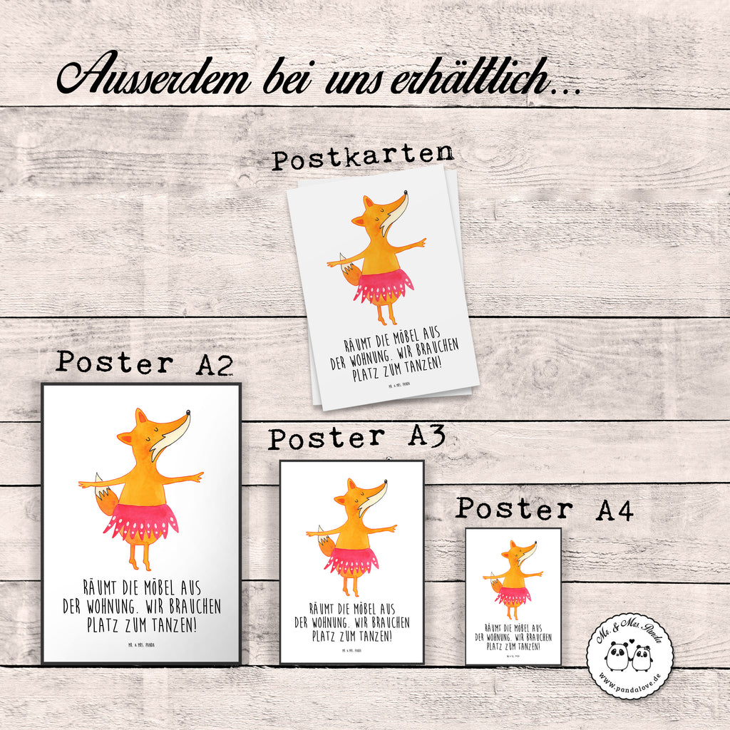 Poster Fuchs Ballerina Poster, Wandposter, Bild, Wanddeko, Küchenposter, Kinderposter, Wanddeko Bild, Raumdekoration, Wanddekoration, Handgemaltes Poster, Mr. & Mrs. Panda Poster, Designposter, Kunstdruck, Posterdruck, Fuchs, Fuchs Spruch, Füchse, Füchsin, Ballerina, Ballett, Tänzerin, Tanzen, Party, Einladung, Geburtstag