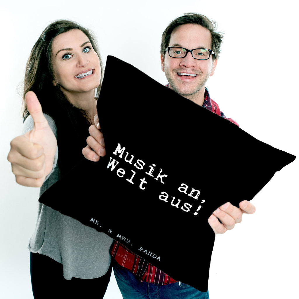 40x40 Kissen Fun Talk Musik an, Welt aus! Kissenhülle, Kopfkissen, Sofakissen, Dekokissen, Motivkissen, Spruch, Sprüche, lustig, Weisheiten, Zitate, Glizer Spruch Sprüche Weisheiten Zitate Lustig Weisheit Worte