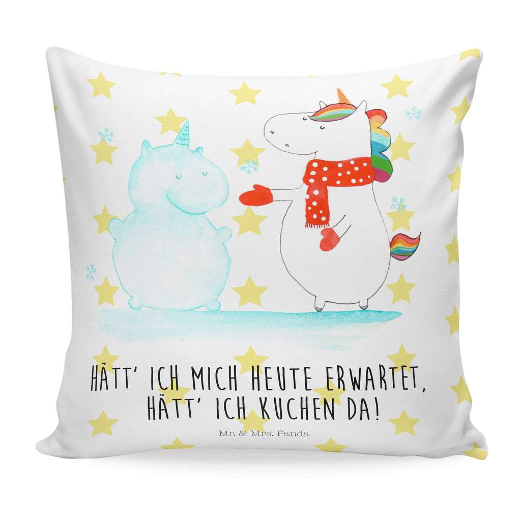 40x40 Kissen Einhorn Schneemann Kissenhülle, Kopfkissen, Sofakissen, Dekokissen, Motivkissen, Einhorn, Einhörner, Einhorn Deko, Pegasus, Unicorn, Schneemann, Winter, Schnee, Kuchen, Weihnachten, kalt, Mütze, Handschuhe, X-Mas
