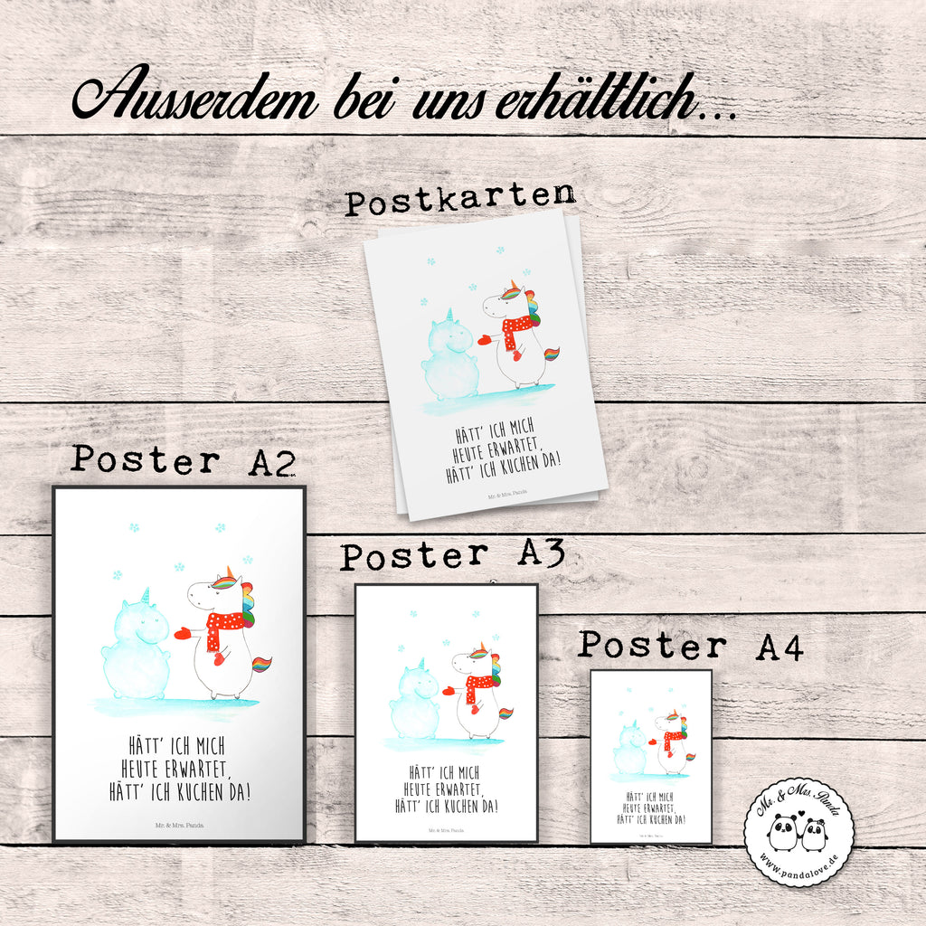 Poster Einhorn Schneemann Poster, Wandposter, Bild, Wanddeko, Küchenposter, Kinderposter, Wanddeko Bild, Raumdekoration, Wanddekoration, Handgemaltes Poster, Mr. & Mrs. Panda Poster, Designposter, Kunstdruck, Posterdruck, Einhorn, Einhörner, Einhorn Deko, Pegasus, Unicorn, Schneemann, Winter, Schnee, Kuchen, Weihnachten, kalt, Mütze, Handschuhe, X-Mas