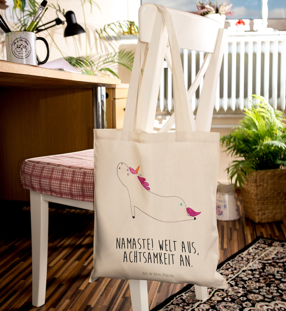 Tragetasche Einhorn Yoga Beuteltasche, Beutel, Einkaufstasche, Jutebeutel, Stoffbeutel, Einhorn, Einhörner, Einhorn Deko, Pegasus, Unicorn, Yoga, Namaste, Achtsamkeit, Entspannung, Joga, Yogamatte, Sport, lustig, witzig, süß