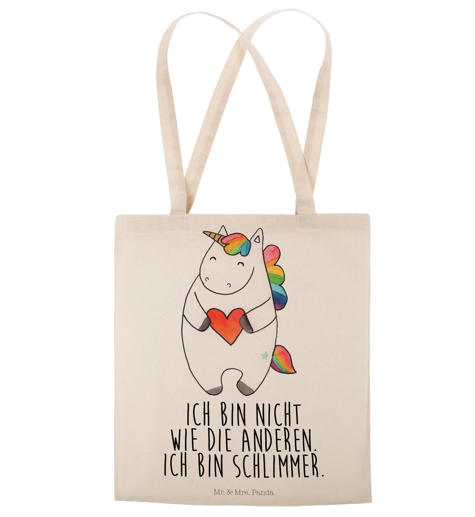 Tragetasche Einhorn Herz Beuteltasche, Beutel, Einkaufstasche, Jutebeutel, Stoffbeutel, Einhorn, Einhörner, Einhorn Deko, Pegasus, Unicorn, Herz, schlimm, böse, witzig, lustig, Freundin, anders, bunt