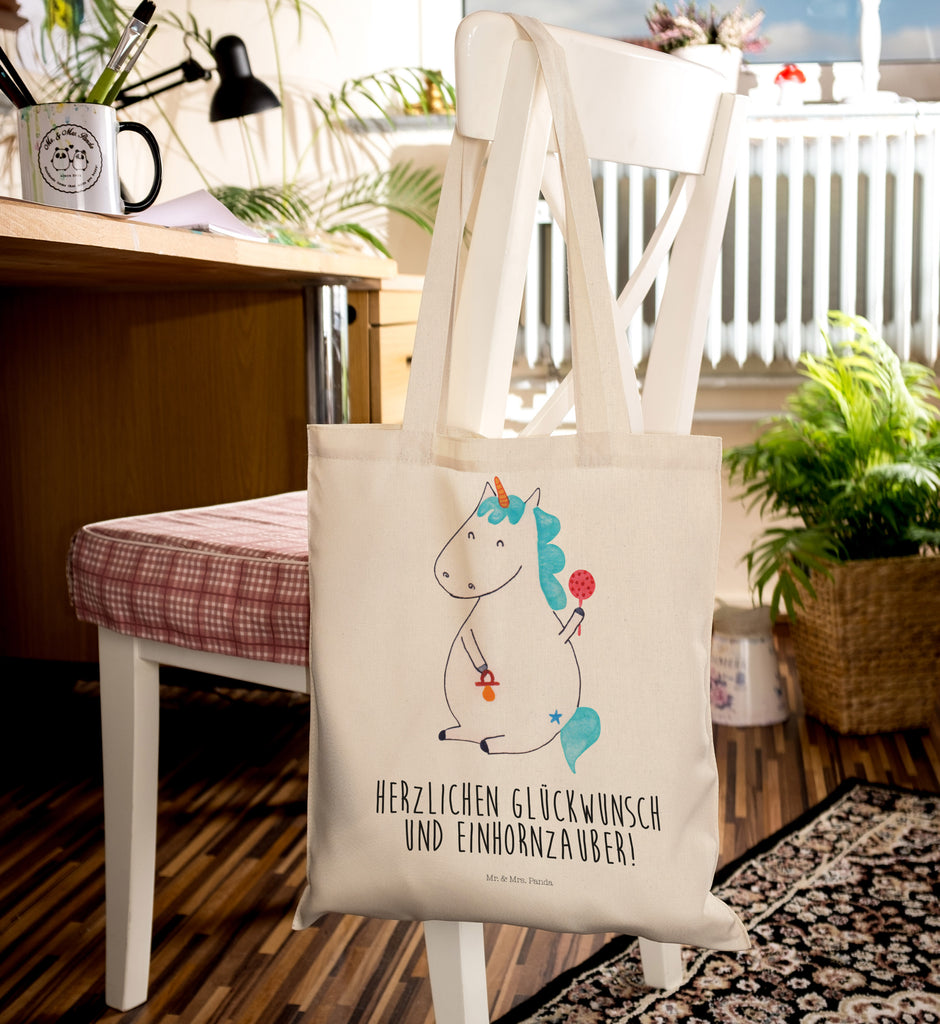 Tragetasche Einhorn Baby Beuteltasche, Beutel, Einkaufstasche, Jutebeutel, Stoffbeutel, Einhorn, Einhörner, Einhorn Deko, Pegasus, Unicorn, Mutter, Geburt, Geburtstag, erstes Kind, Baby, Babyglück, Nachwuchs, Eltern, Party, Kind, Schnuller