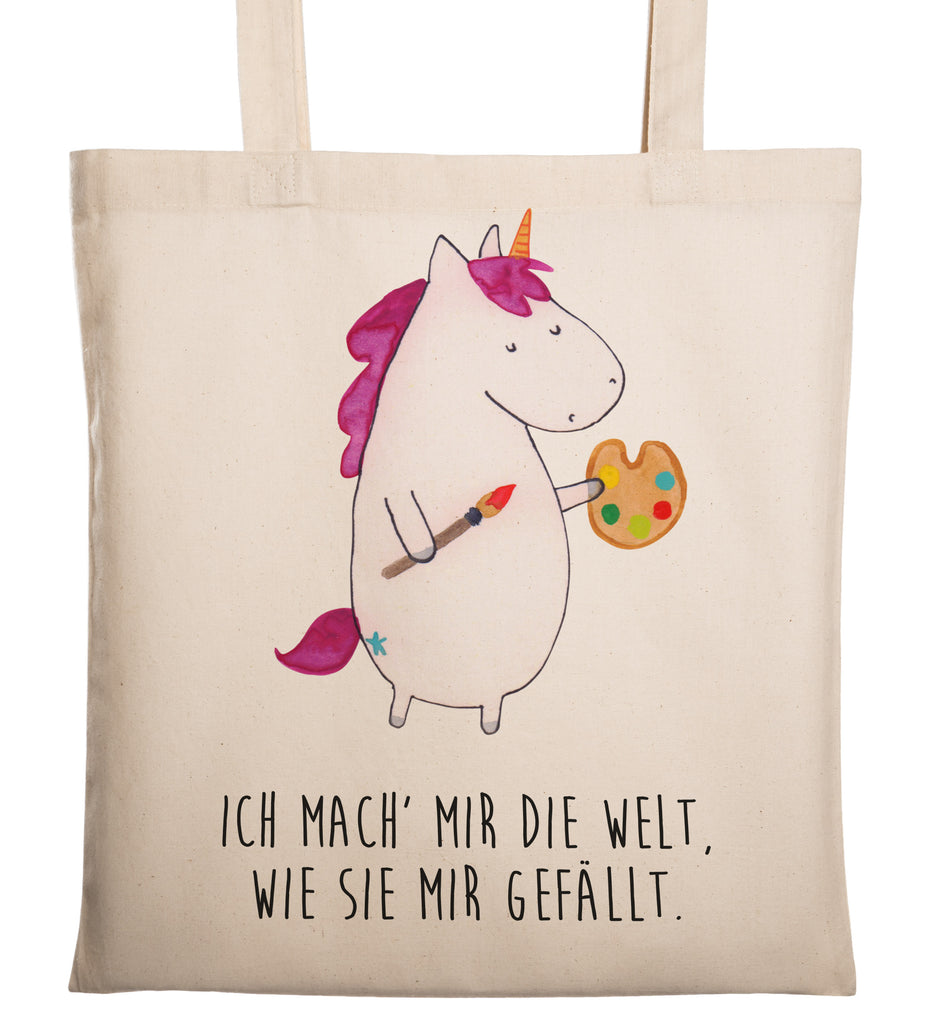 Tragetasche Einhorn Künstler Beuteltasche, Beutel, Einkaufstasche, Jutebeutel, Stoffbeutel, Einhorn, Einhörner, Einhorn Deko, Pegasus, Unicorn, Englisch, Künstler, Artist, Malen, Zeichnen, Welt, Farbe, Stift, Pinsel, Geschenk, Maler
