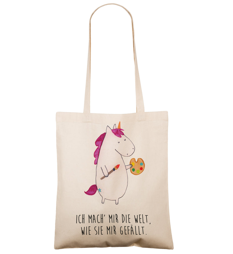 Tragetasche Einhorn Künstler Beuteltasche, Beutel, Einkaufstasche, Jutebeutel, Stoffbeutel, Einhorn, Einhörner, Einhorn Deko, Pegasus, Unicorn, Englisch, Künstler, Artist, Malen, Zeichnen, Welt, Farbe, Stift, Pinsel, Geschenk, Maler