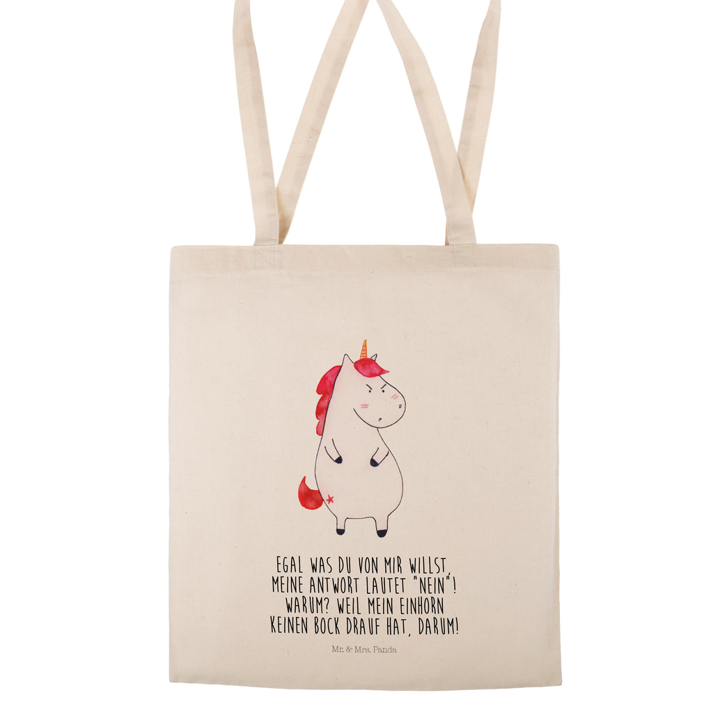 Tragetasche Einhorn wütend Beuteltasche, Beutel, Einkaufstasche, Jutebeutel, Stoffbeutel, Einhorn, Einhörner, Einhorn Deko, Pegasus, Unicorn, Realität, Ansage, lustlos, nein, Büro, Arbeit, wütend, dumme Fragen, lustig, Spaß, Geschenk