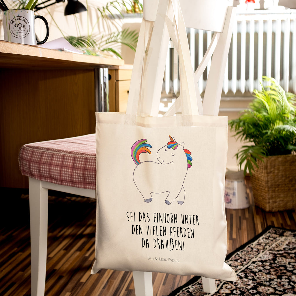 Tragetasche Einhorn stolzierend Beuteltasche, Beutel, Einkaufstasche, Jutebeutel, Stoffbeutel, Einhorn, Einhörner, Einhorn Deko, Pegasus, Unicorn, stolz, anders, bunt, Pferd, Reiter, Reiten, Freundin, Geschenk