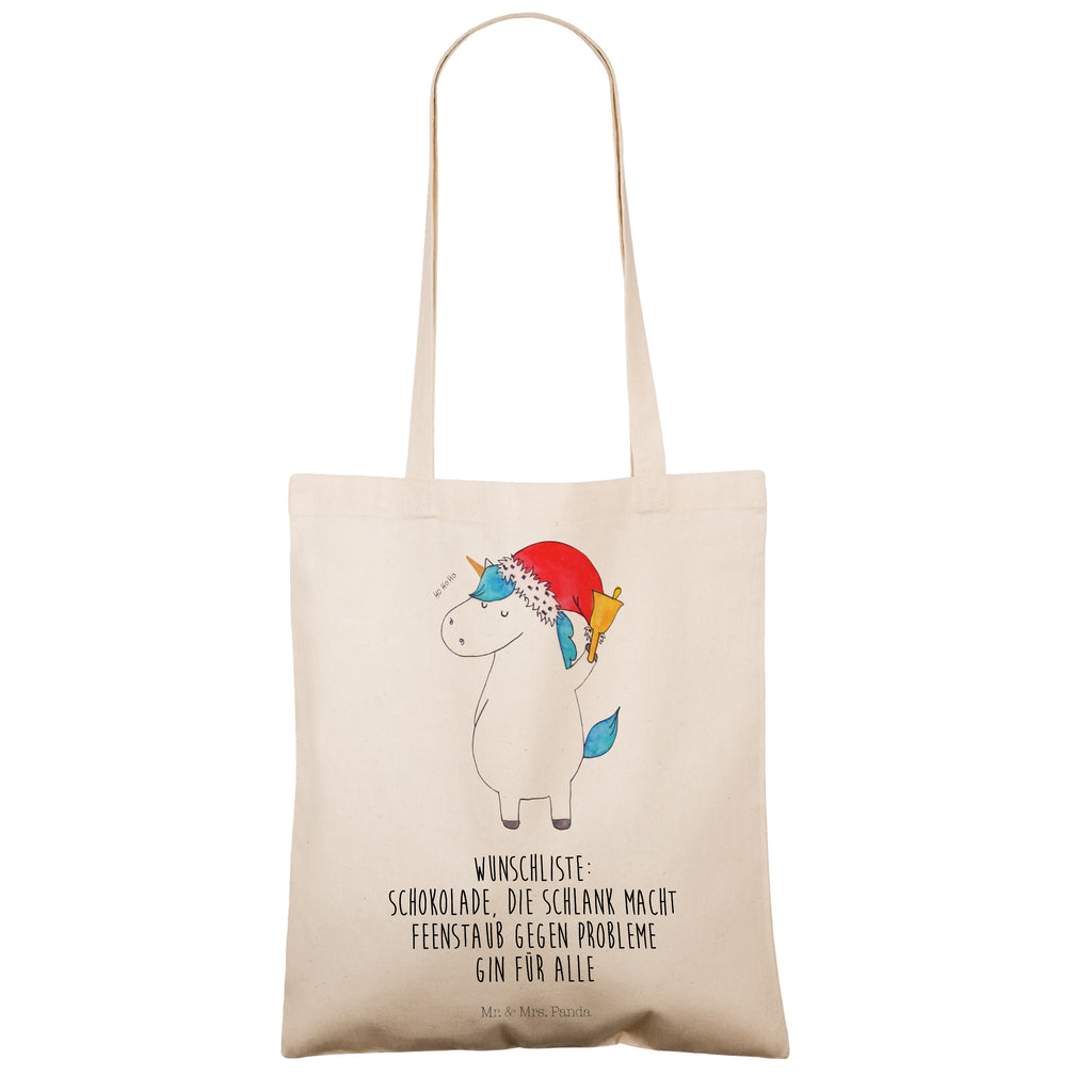 Tragetasche Einhorn Weihnachtsmann Beuteltasche, Beutel, Einkaufstasche, Jutebeutel, Stoffbeutel, Einhorn, Einhörner, Einhorn Deko, Pegasus, Unicorn, Gin, Schokolade, Schoki, Weihnachten, Weihnachtsmann, Nikolaus, Wunschzettel, Wunschliste, Feenstaub